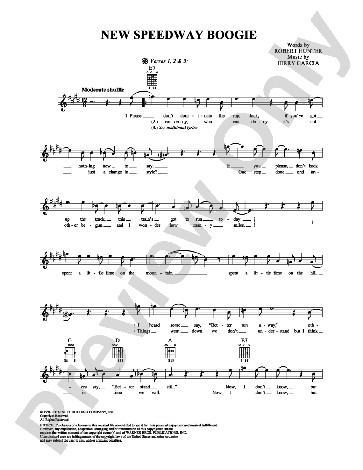 New Speedway Boogie: Easy Guitar Digital Sheet Music