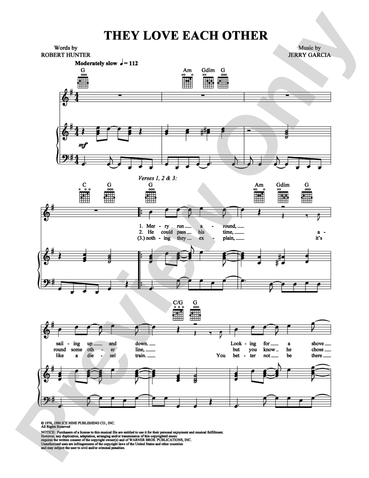 They Love Each Other: Piano/Vocal/Chords Digital Sheet Music
