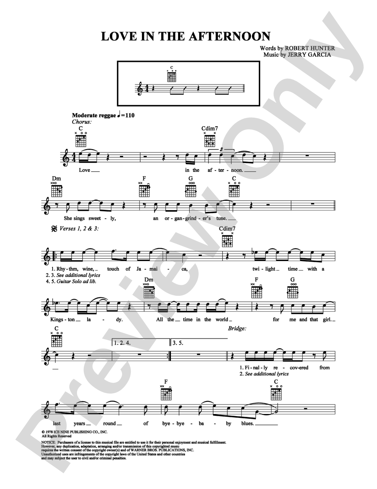 Love in the Afternoon: Easy Guitar Digital Sheet Music