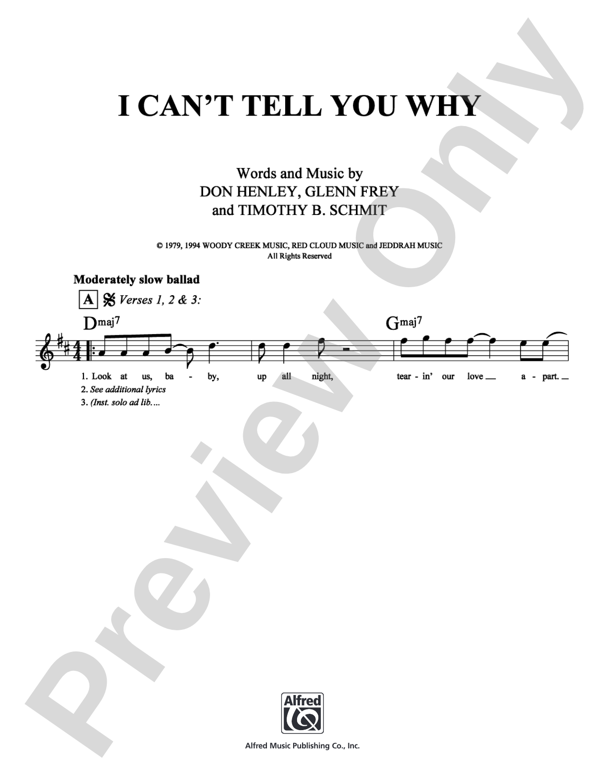 I Can't Tell You Why: Lead Sheet Digital Sheet Music
