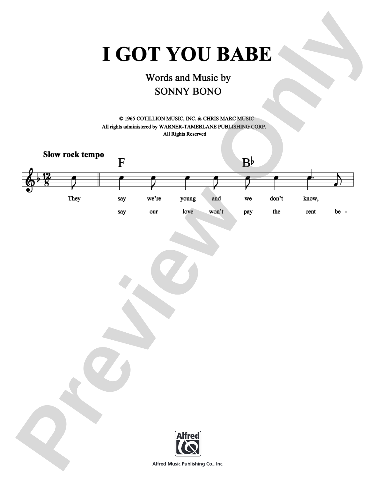 I Got You Babe: Lead Sheet Digital Sheet Music