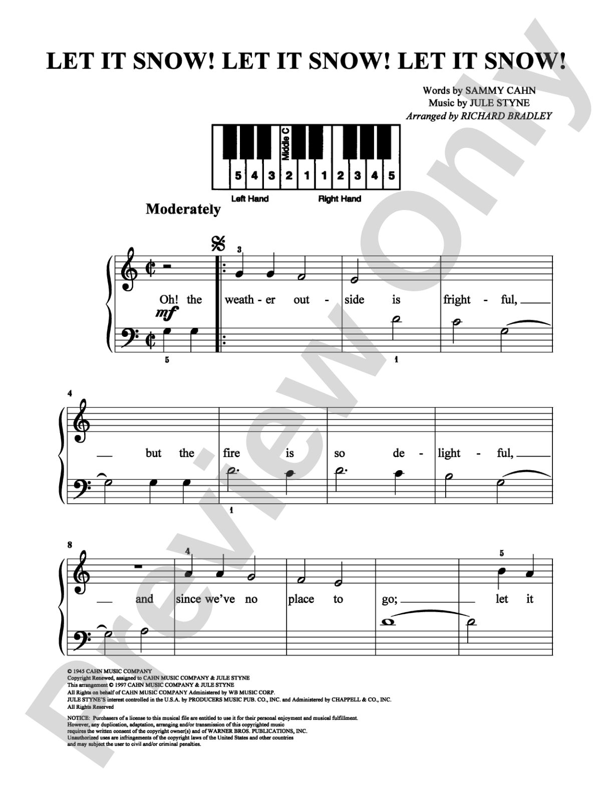 Let It Snow! Let It Snow! Let It Snow!: Easy Piano Digital Sheet Music
