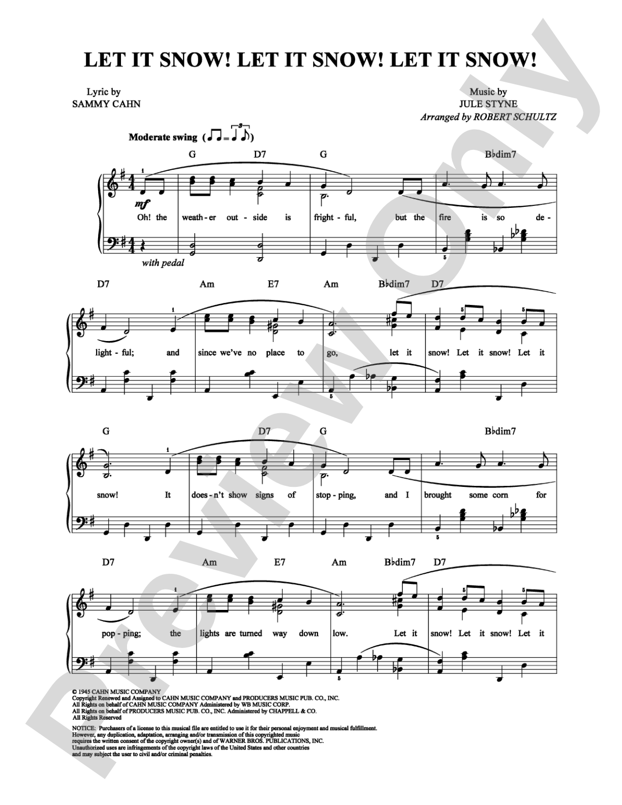 Let It Snow! Let It Snow! Let It Snow!: Piano/Vocal/Chords Digital Sheet Music