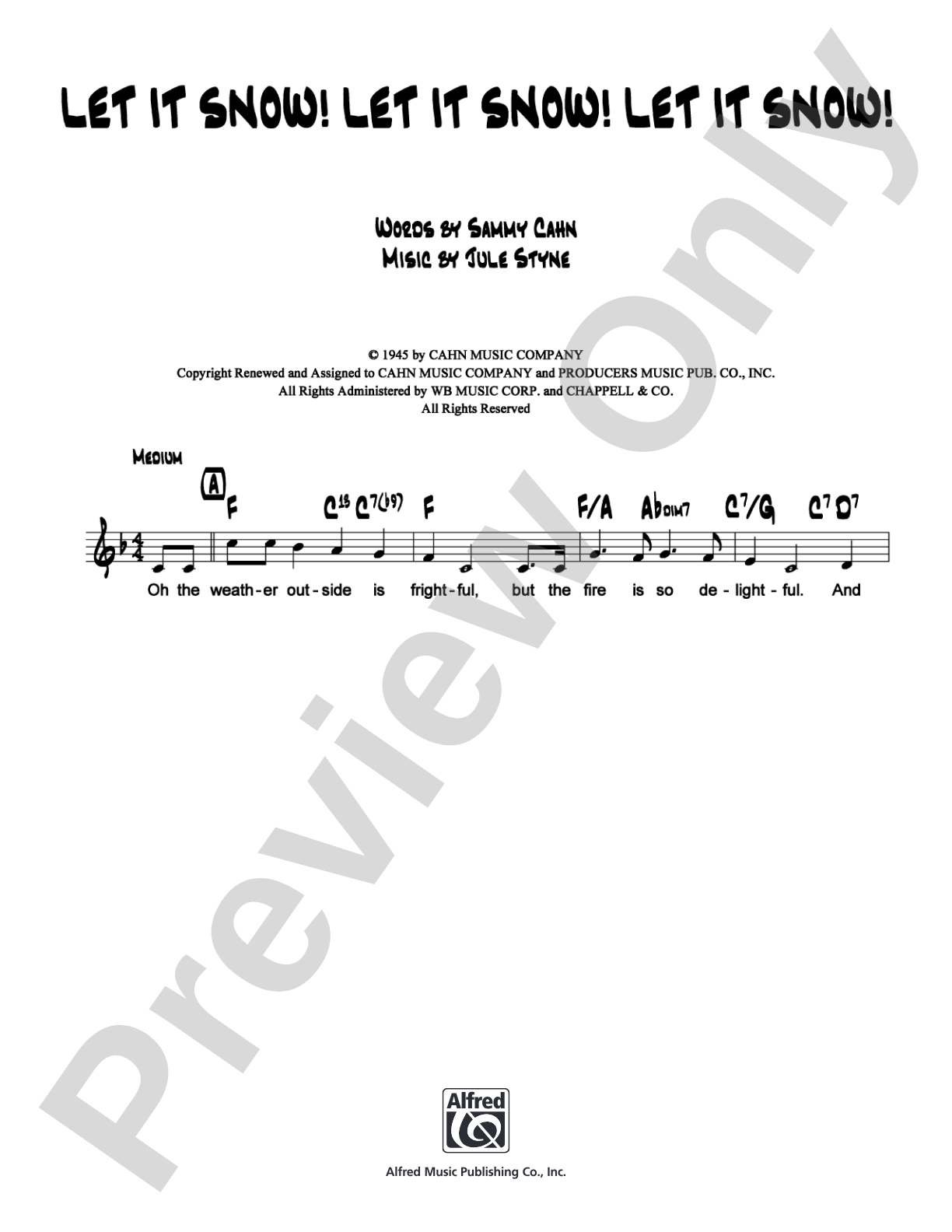 Let It Snow! Let It Snow! Let It Snow!: Lead Sheet Digital Sheet Music