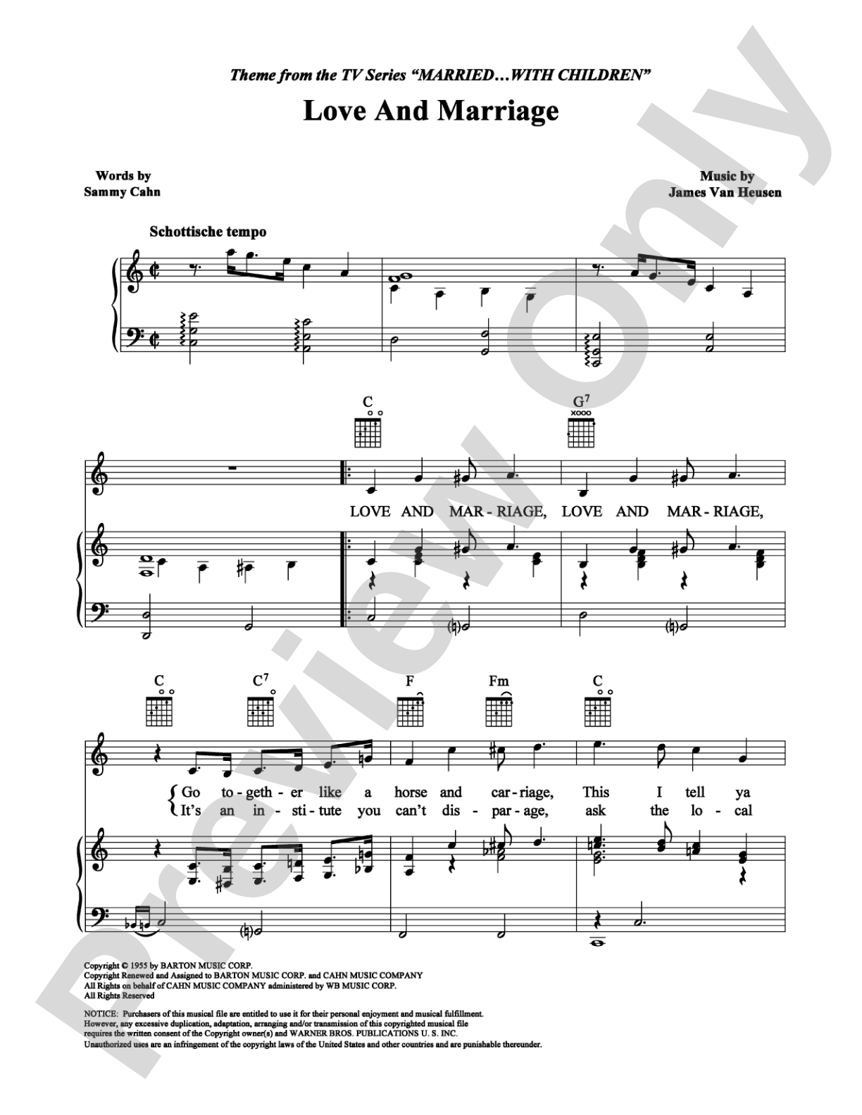 Love and Marriage: Piano/Vocal/Chords Digital Sheet Music