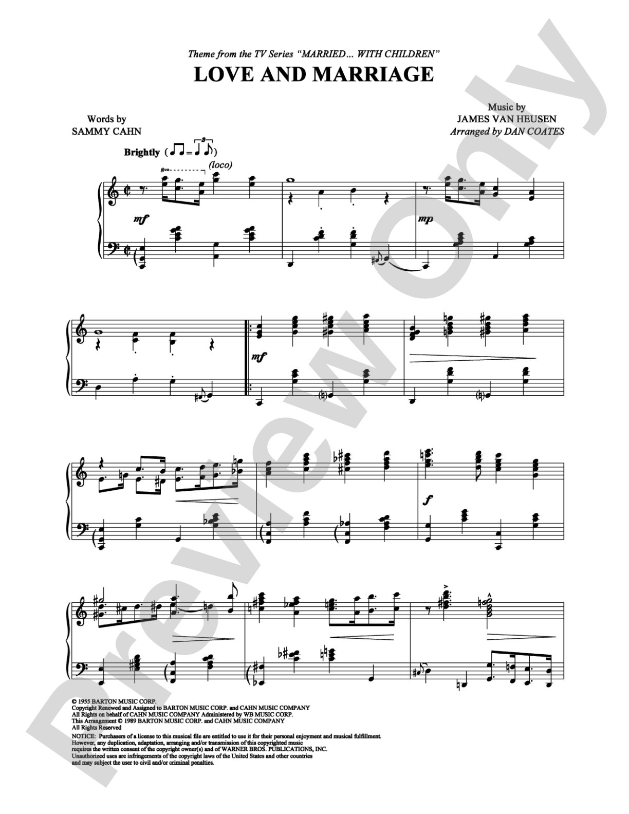 Love And Marriage: Piano Digital Sheet Music