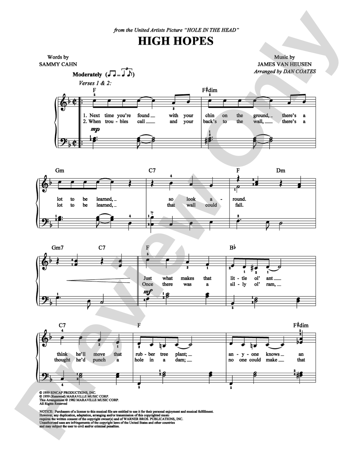 High Hopes: Easy Piano Digital Sheet Music