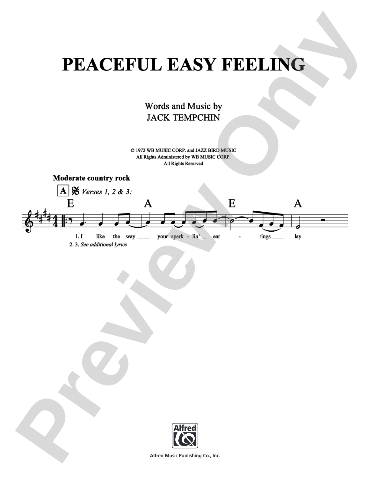Peaceful Easy Feeling: Lead Sheet Digital Sheet Music