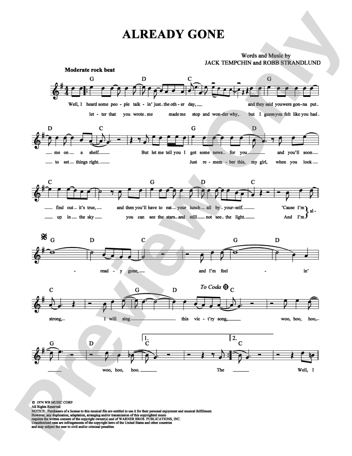 Already Gone: Lead Sheet Digital Sheet Music