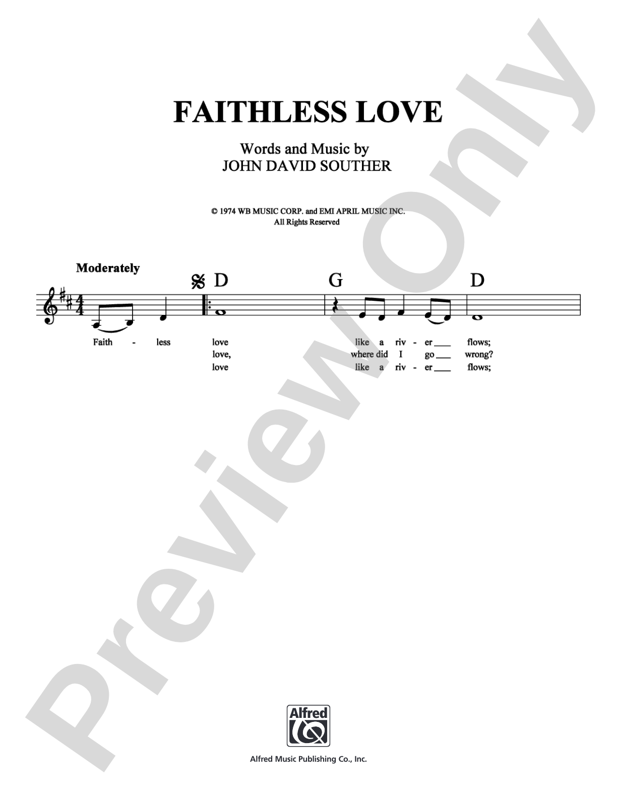 Faithless Love: Lead Sheet Digital Sheet Music