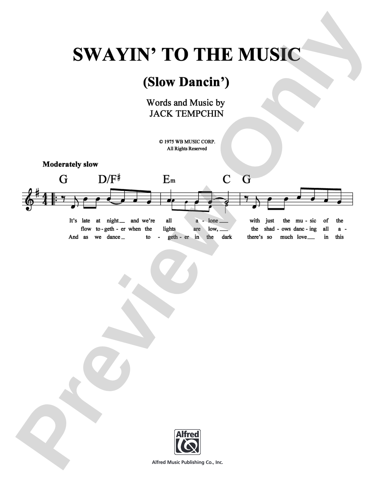 Swayin' to the Music (Slow Dancin'): Lead Sheet Digital Sheet Music