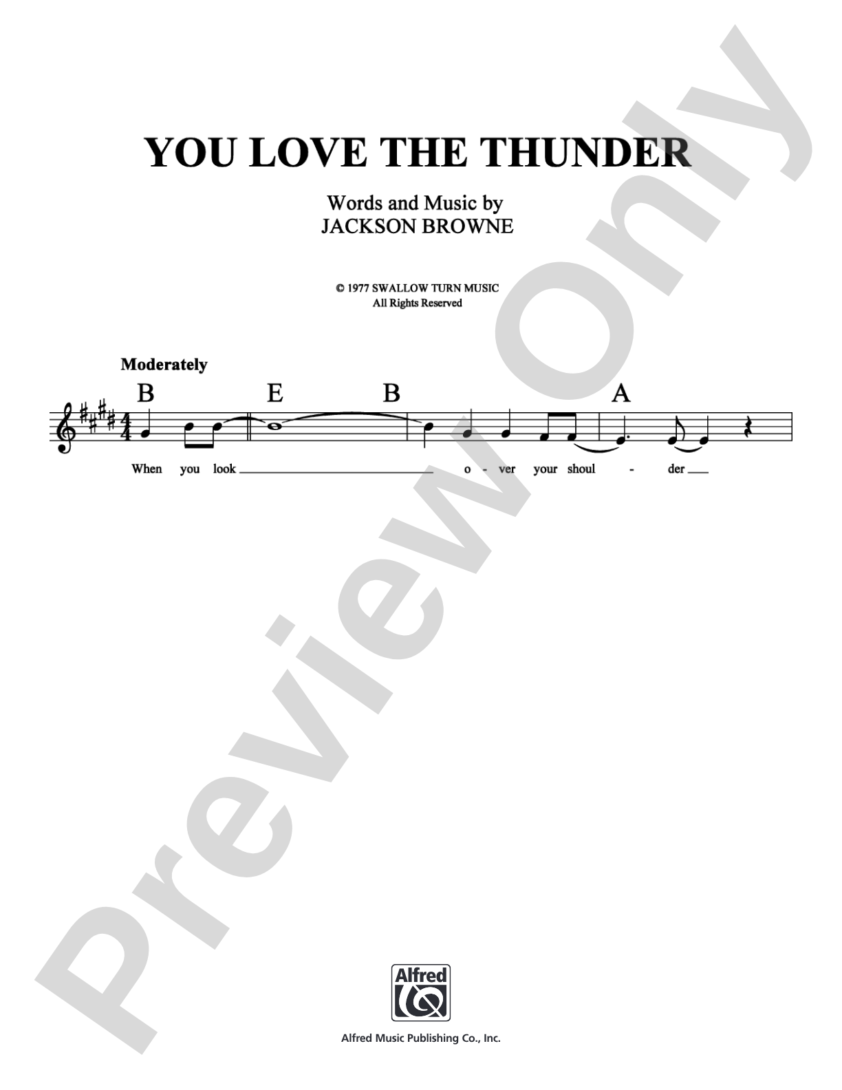 You Love the Thunder: Lead Sheet Digital Sheet Music