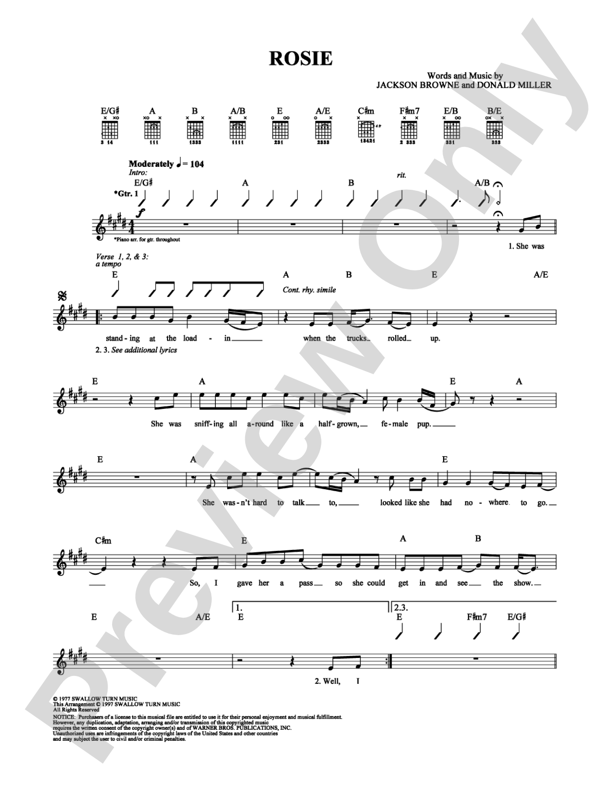 Rosie: Guitar TAB Digital Sheet Music