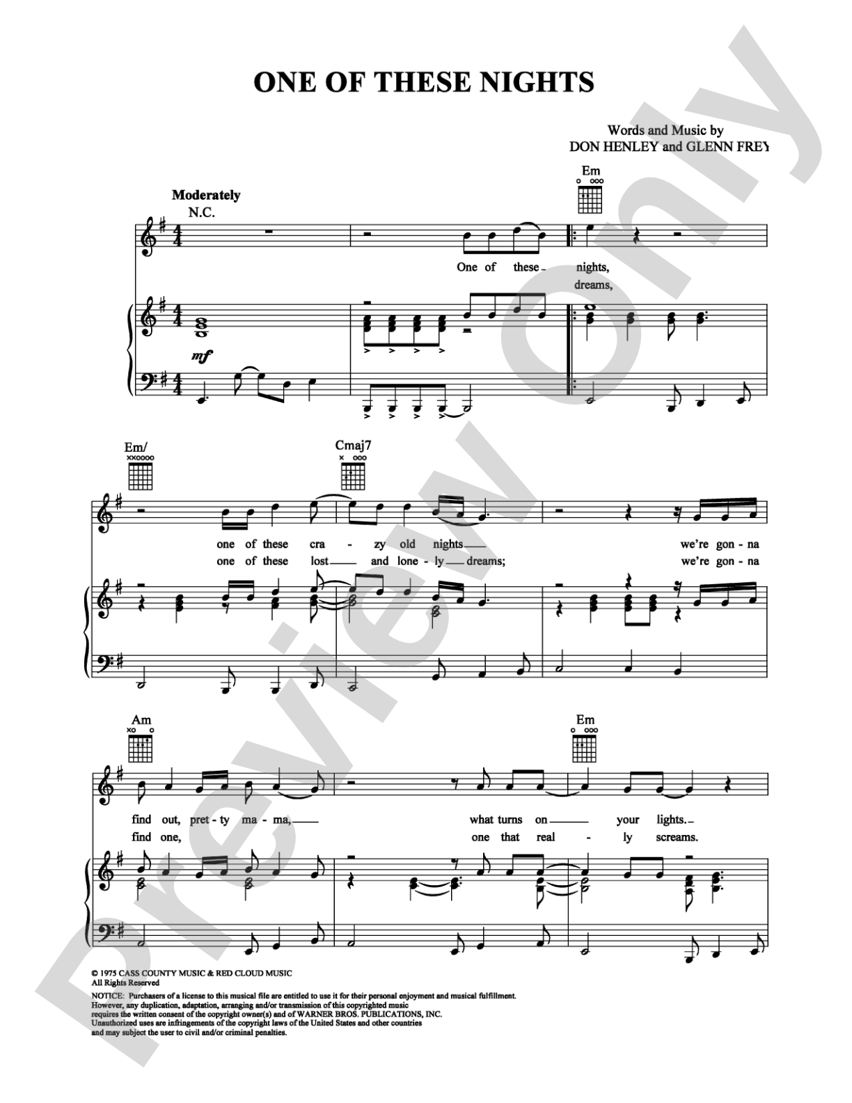 One of These Nights: Piano/Vocal/Chords Digital Sheet Music