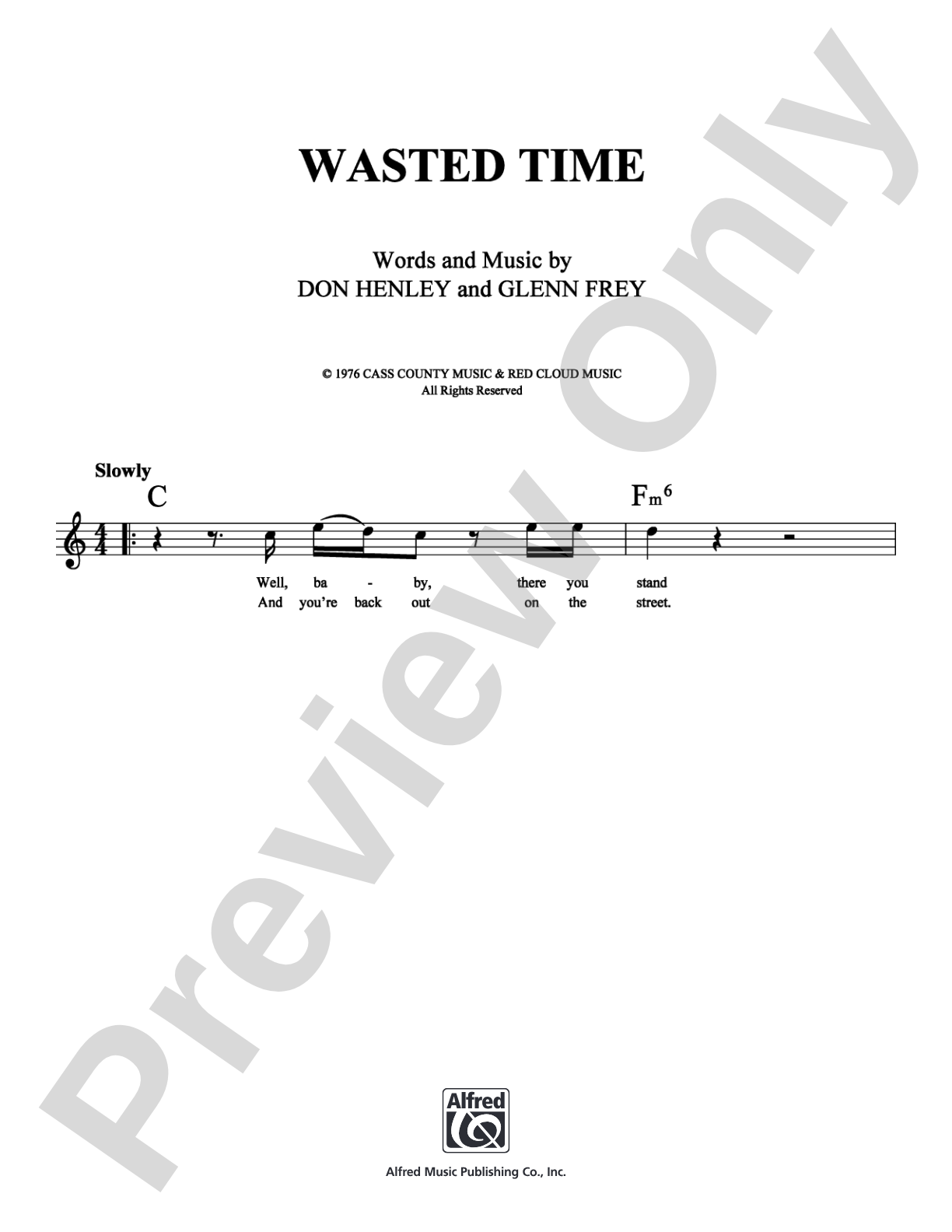 Wasted Time: Lead Sheet Digital Sheet Music