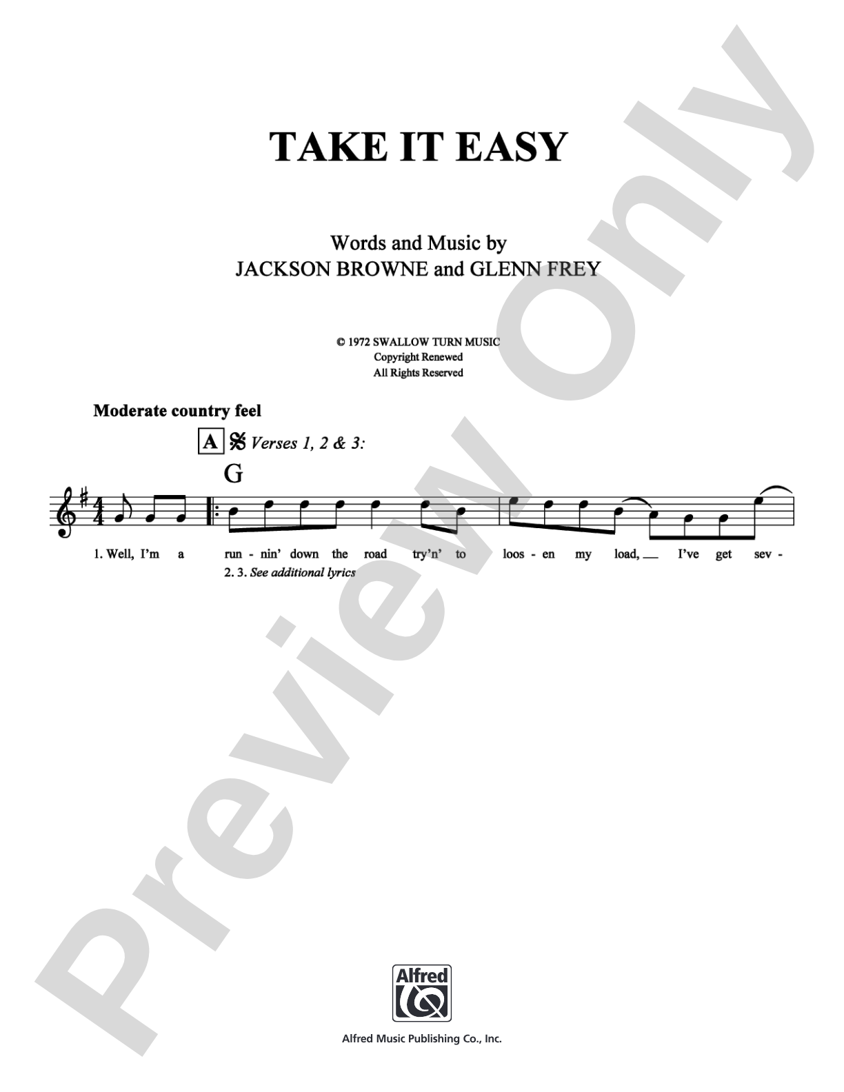 Take It Easy: Lead Sheet Digital Sheet Music