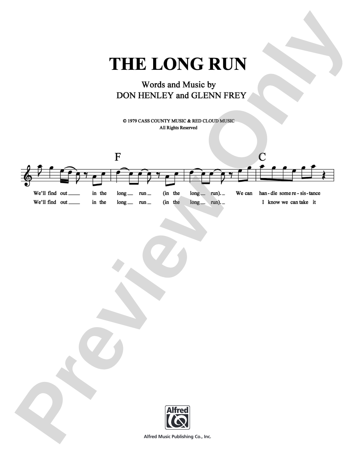 The Long Run: Lead Sheet Digital Sheet Music