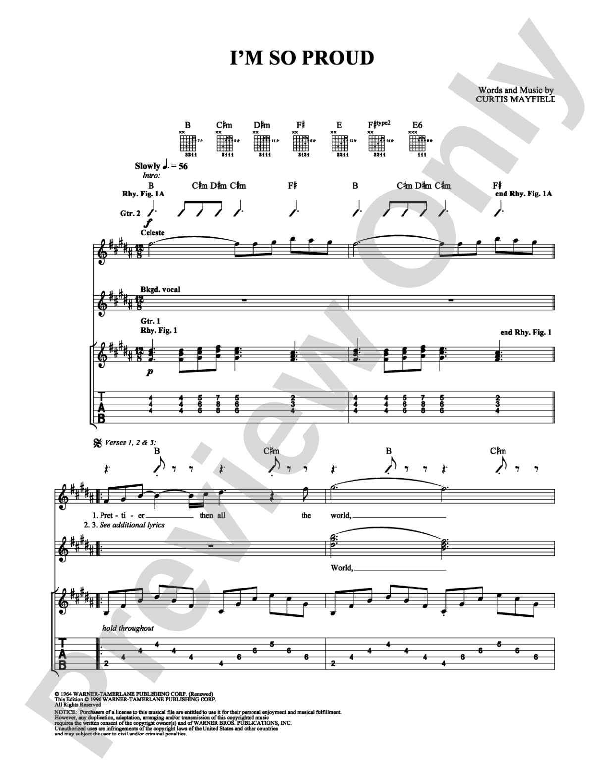 I'm So Proud: Guitar TAB Digital Sheet Music