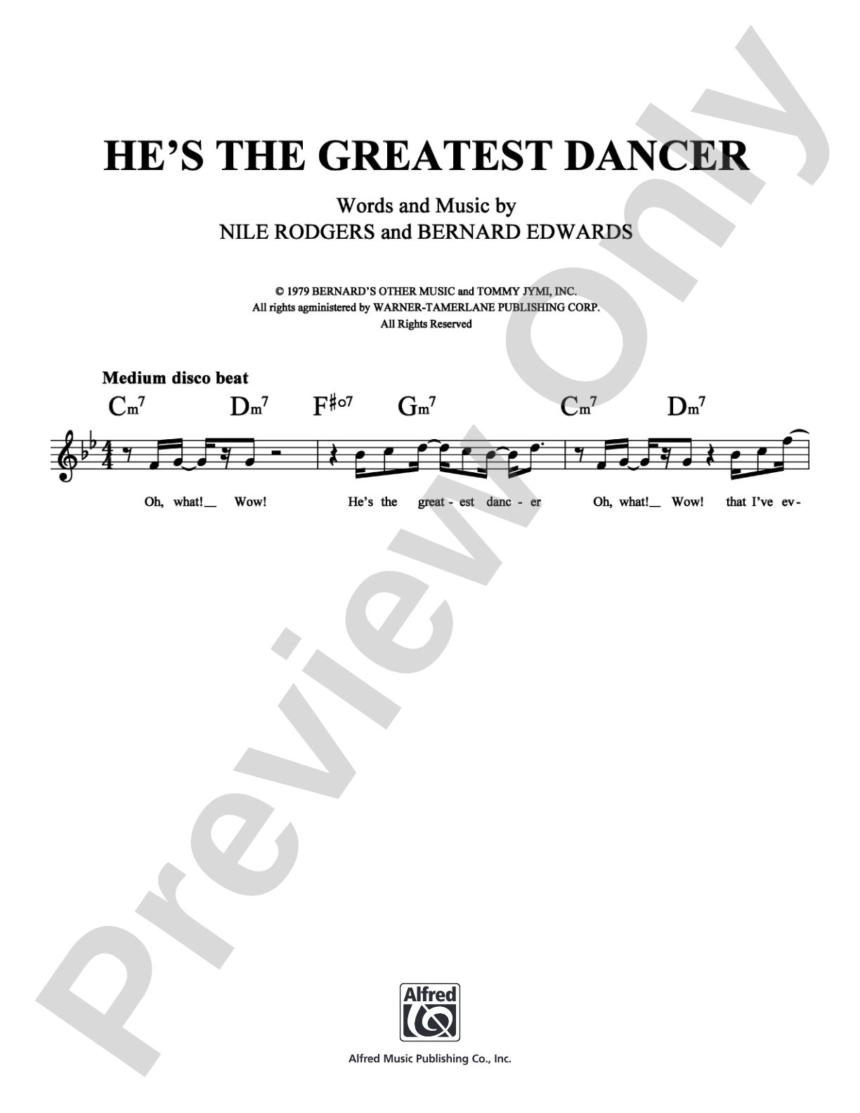 He's the Greatest Dancer: Lead Sheet Digital Sheet Music