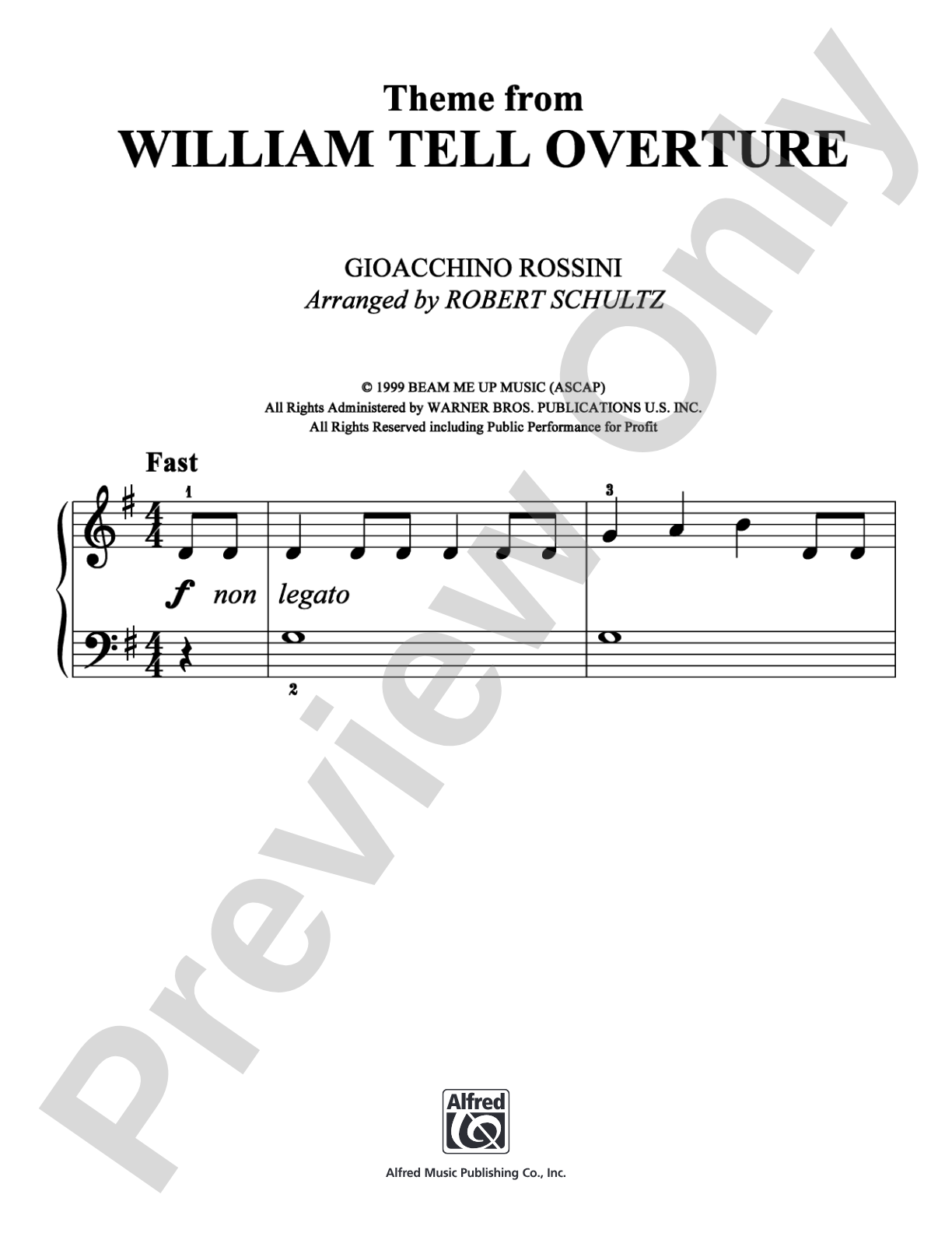 Theme from William Tell Overture: Easy Piano Digital Sheet Music