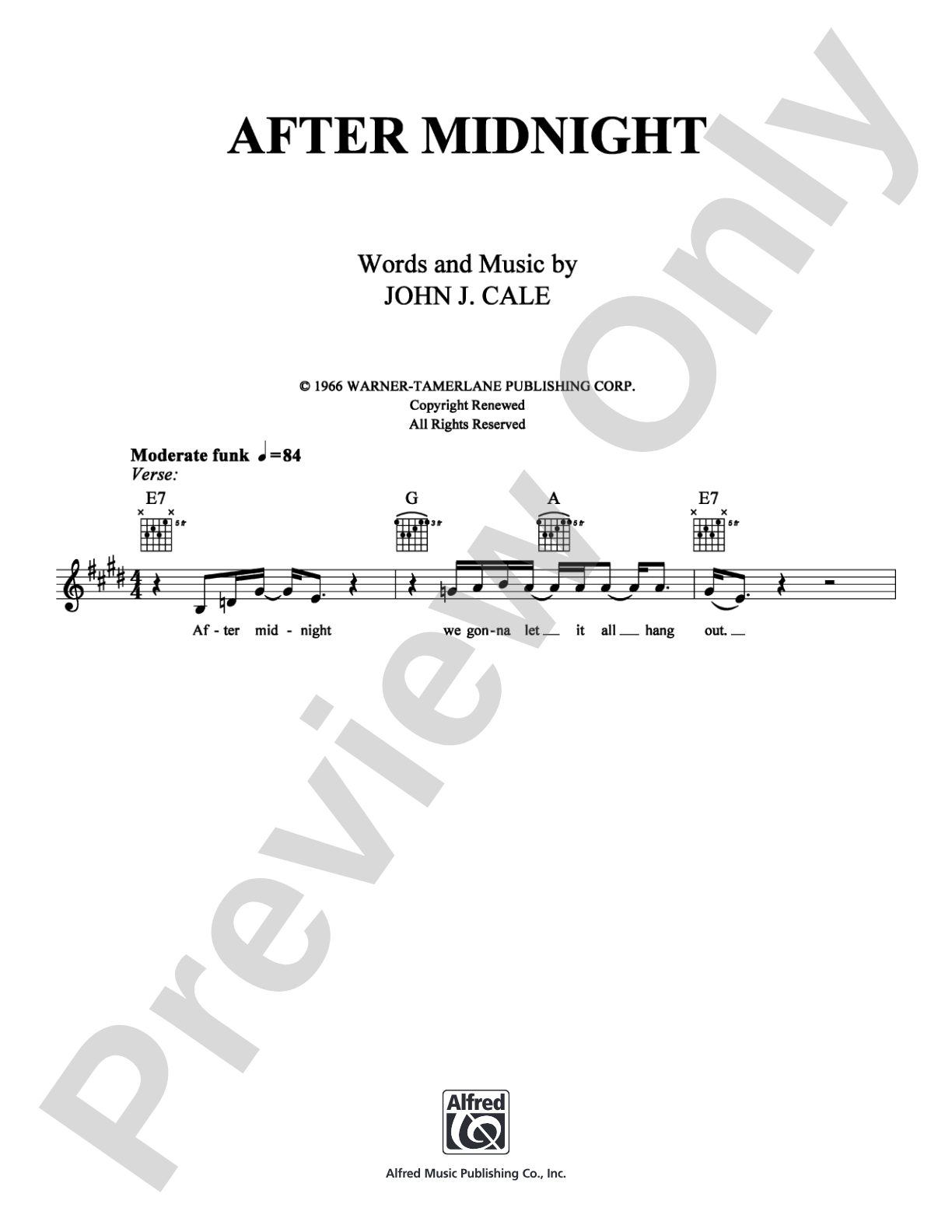 After Midnight: Easy Guitar Digital Sheet Music