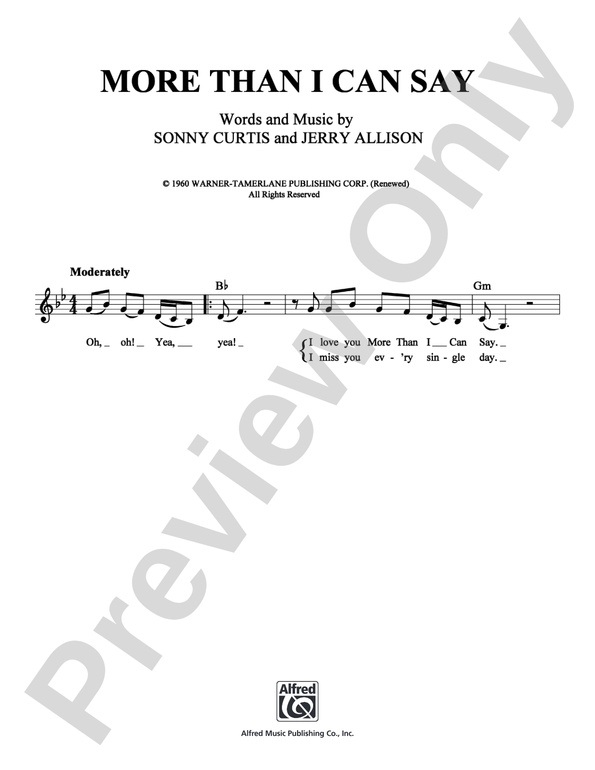 More Than I Can Say: Lead Sheet Digital Sheet Music