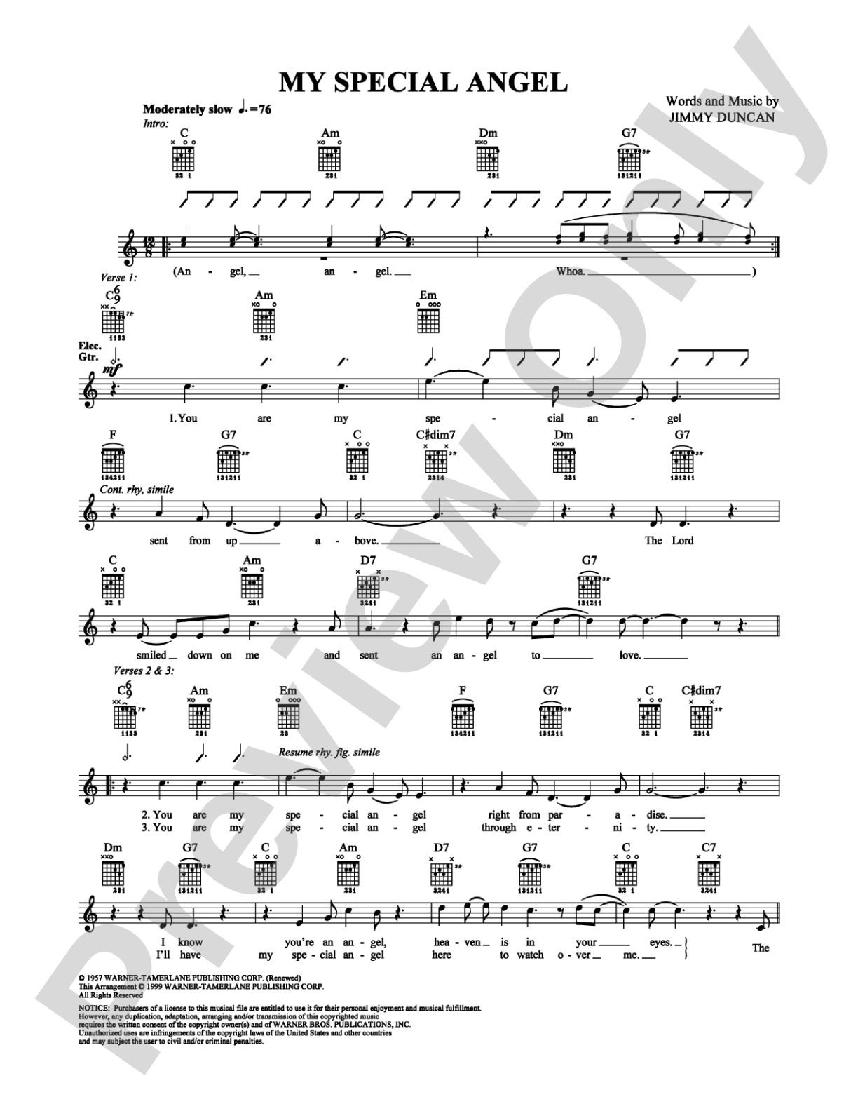 My Special Angel: Guitar TAB Digital Sheet Music