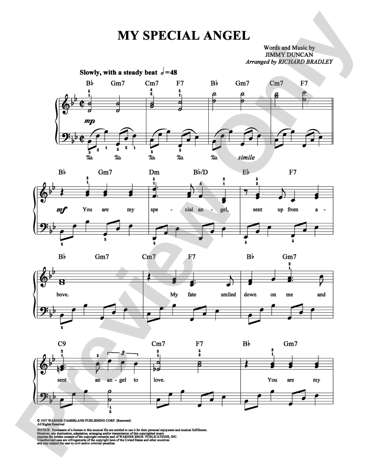 My Special Angel: Easy Piano Digital Sheet Music