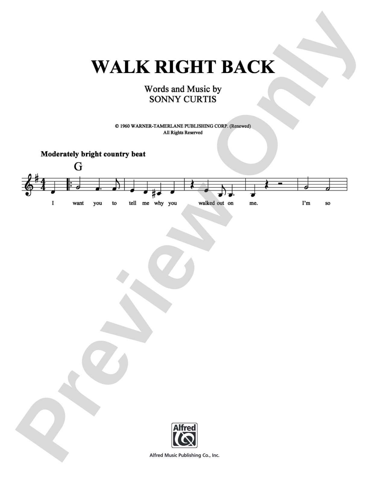 Walk Right Back: Lead Sheet Digital Sheet Music