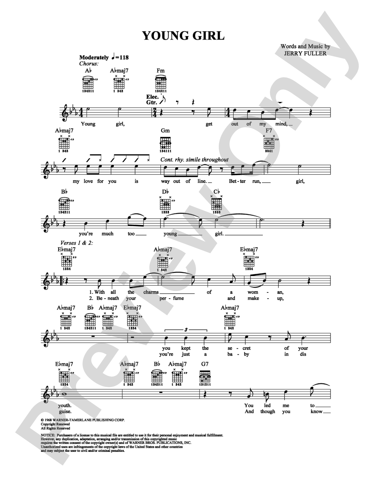 Young Girl: Guitar TAB Digital Sheet Music