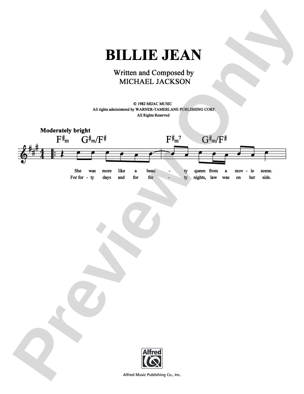 Billie Jean: Lead Sheet Digital Sheet Music