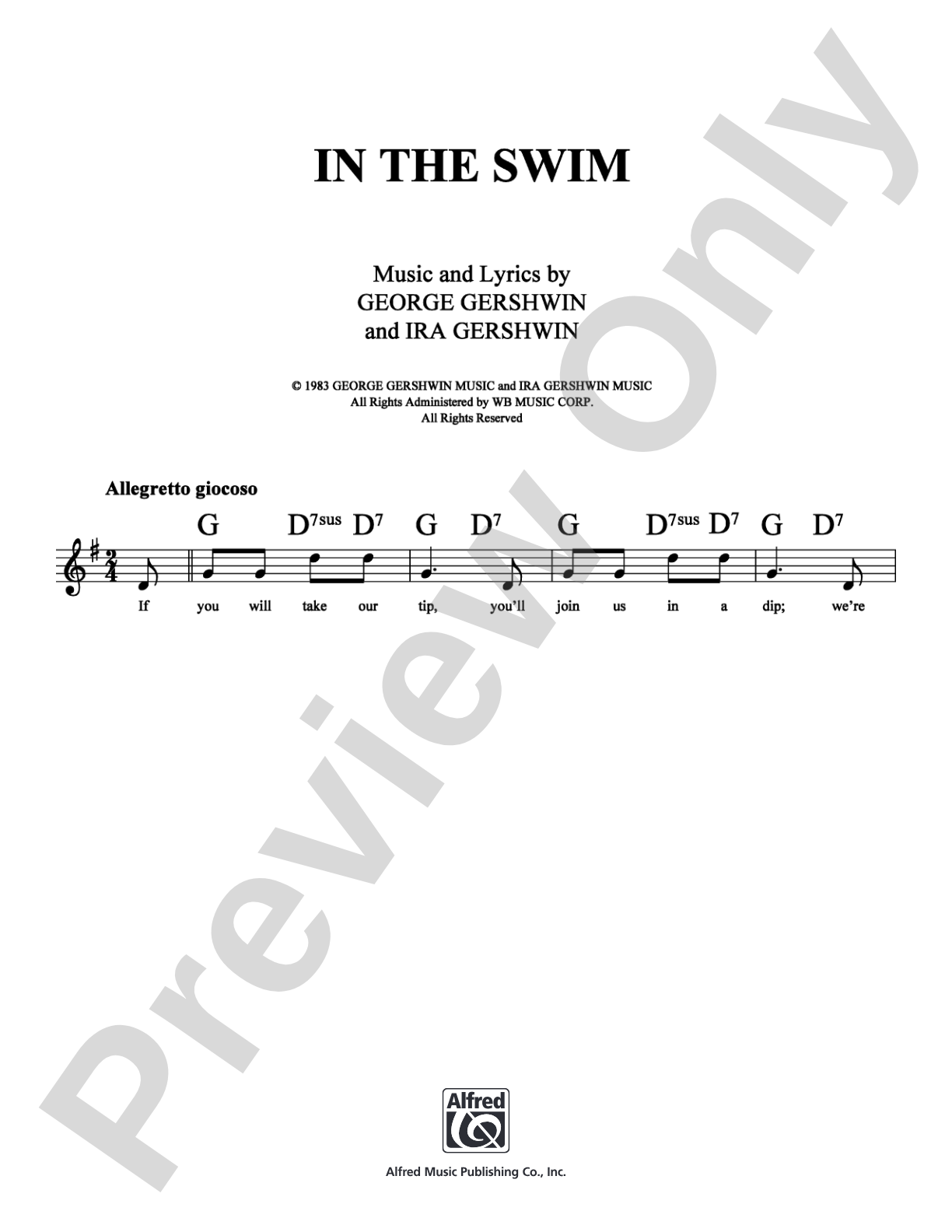 In the Swim: Lead Sheet Digital Sheet Music