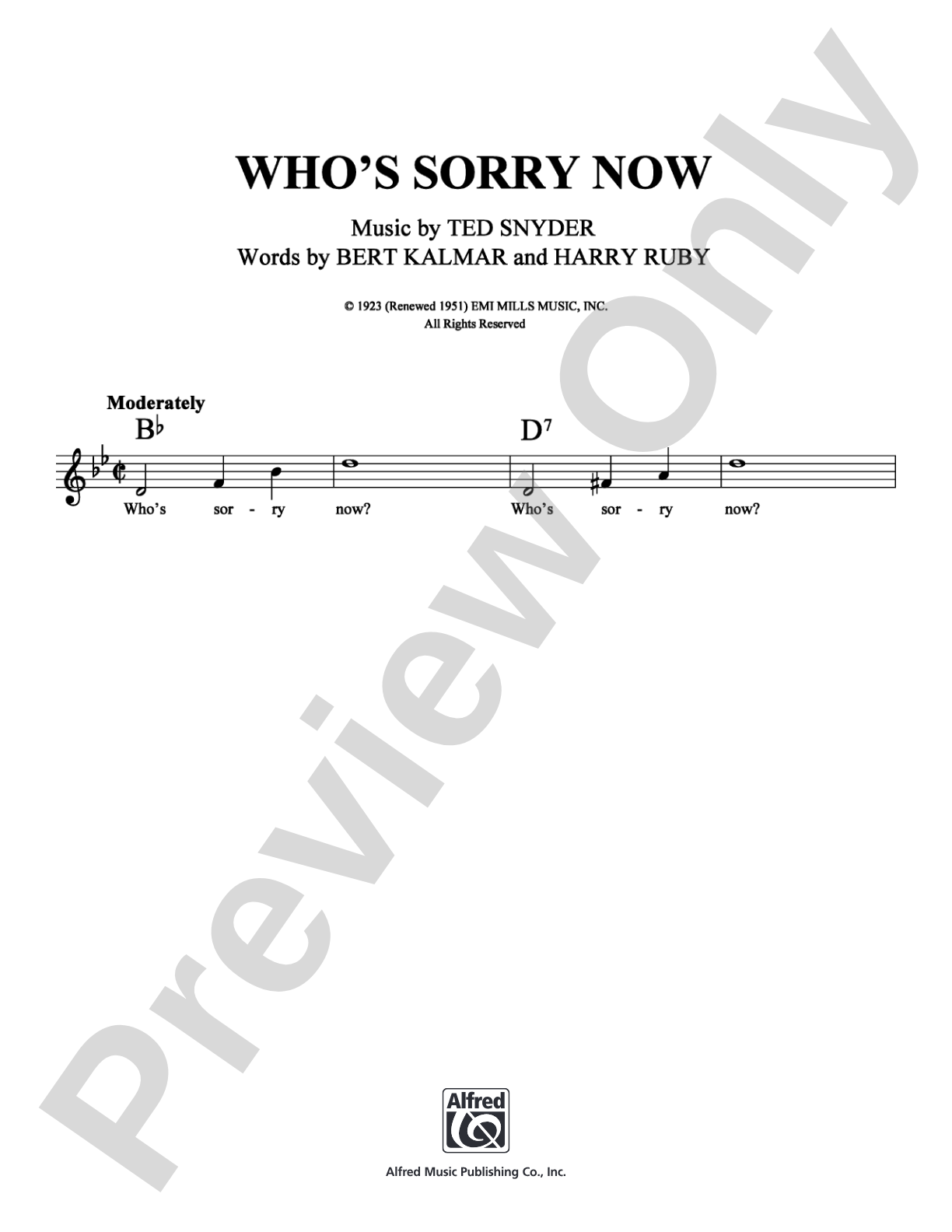 Who's Sorry Now: Lead Sheet Digital Sheet Music
