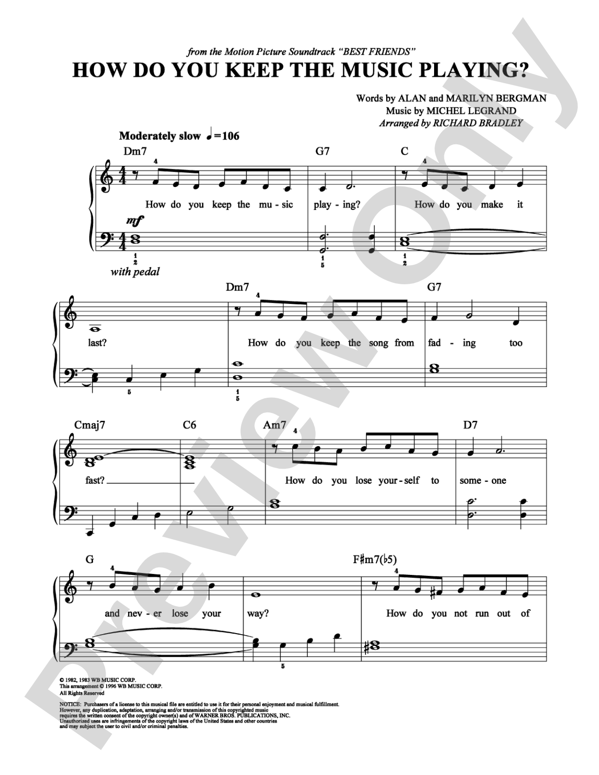 How Do You Keep the Music Playing?: Easy Piano Digital Sheet Music