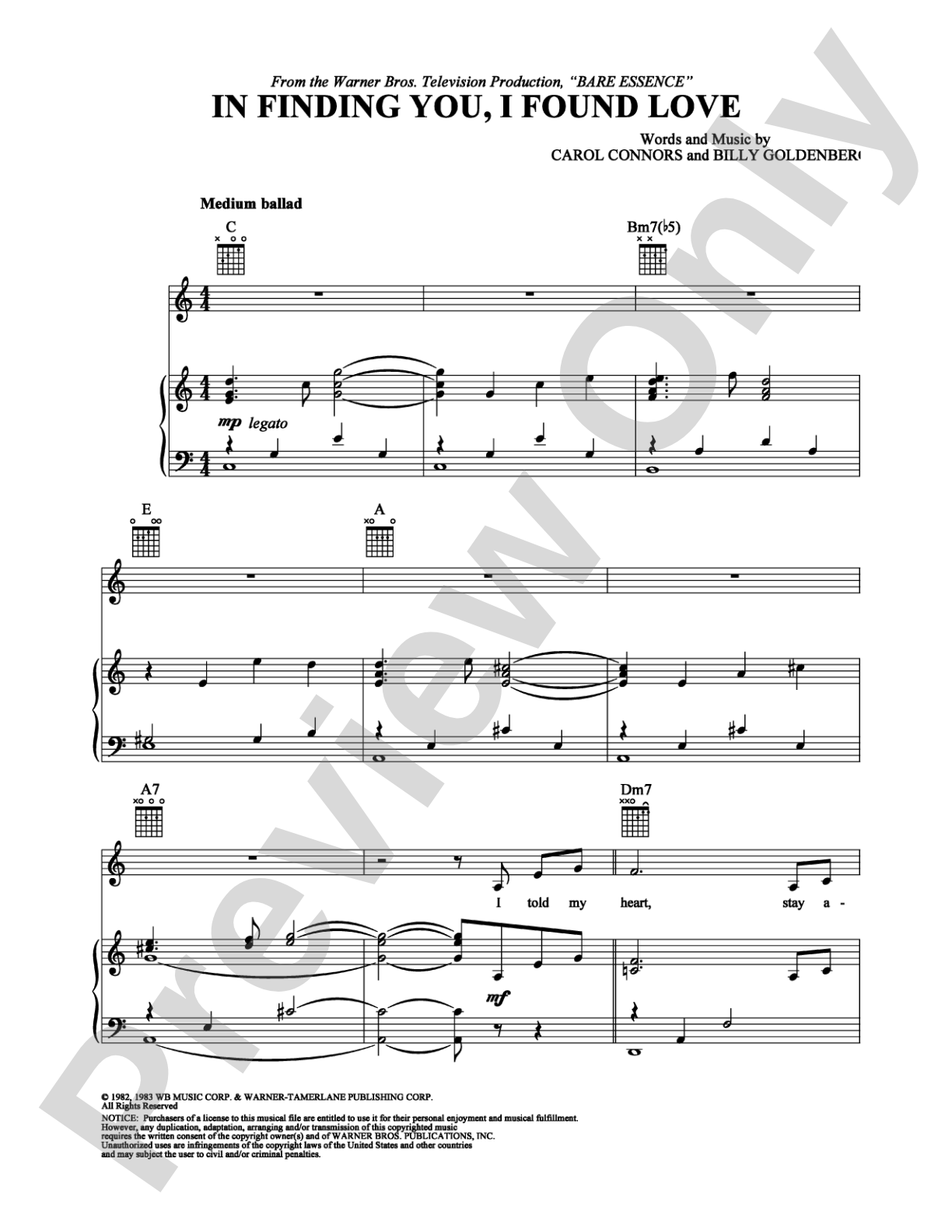In Finding You, I Found Love: Piano/Vocal/Chords Digital Sheet Music