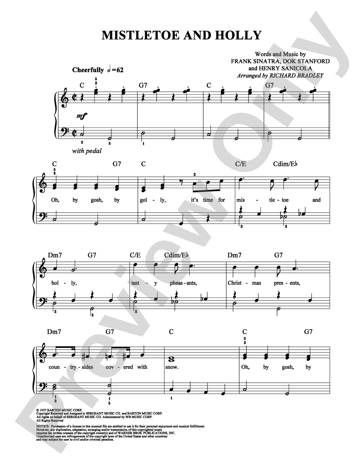 Mistletoe and Holly: Easy Piano Digital Sheet Music