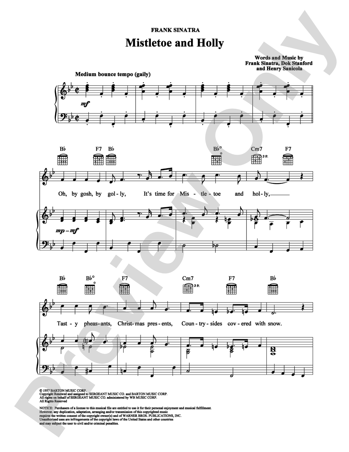 Mistletoe and Holly: Piano/Vocal/Chords Digital Sheet Music
