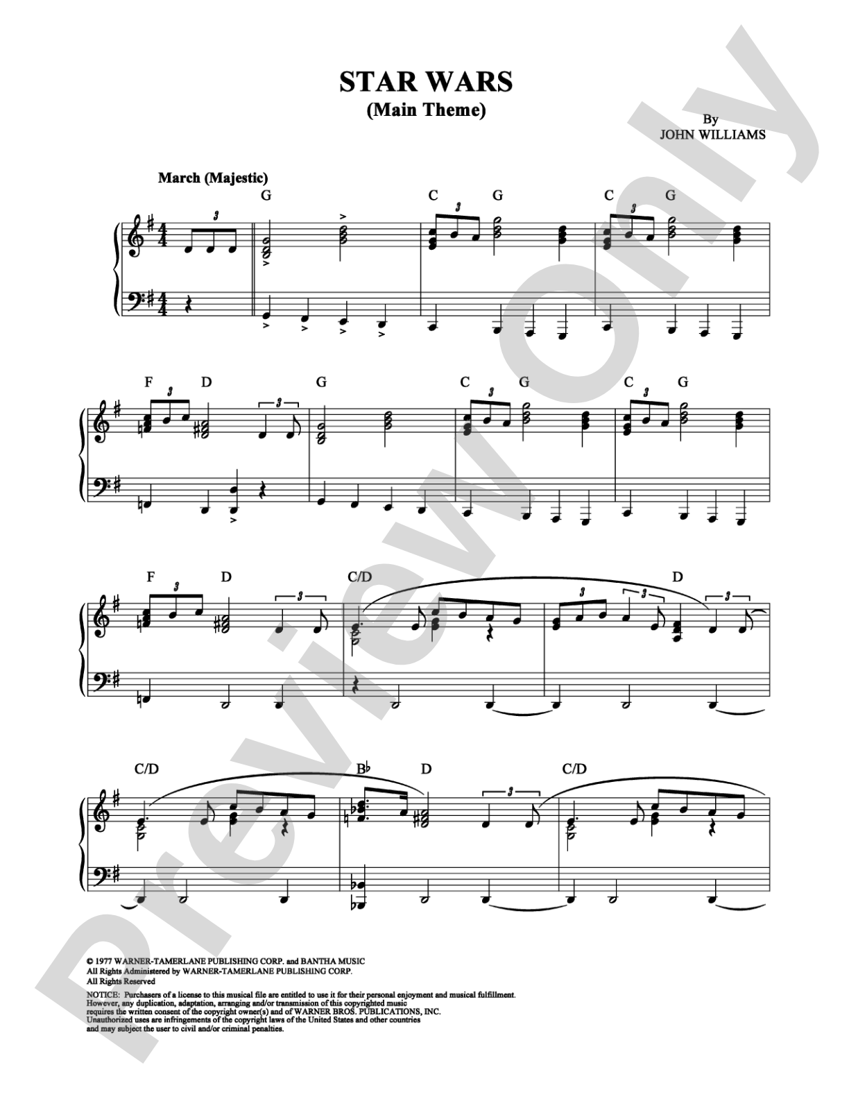 Star Wars (Main Theme): Piano Digital Sheet Music
