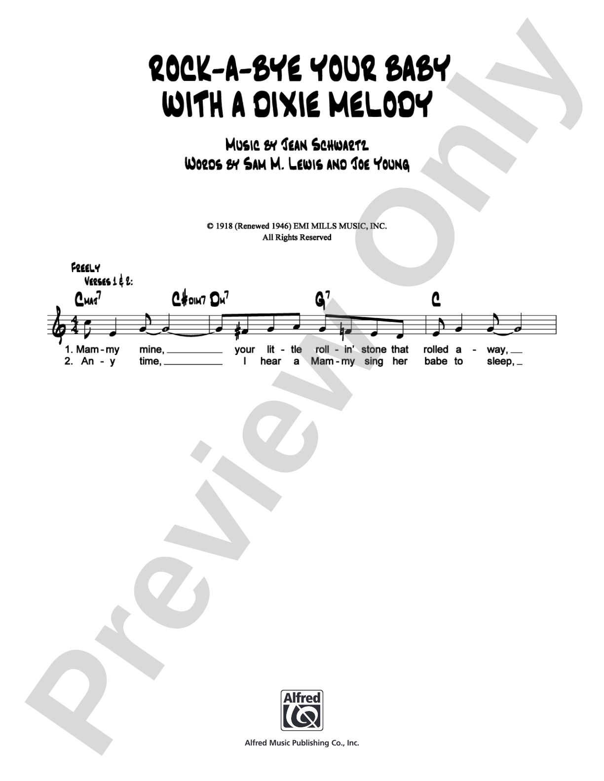 Rock-a-Bye Your Baby with a Dixie Melody: Lead Sheet Digital Sheet Music