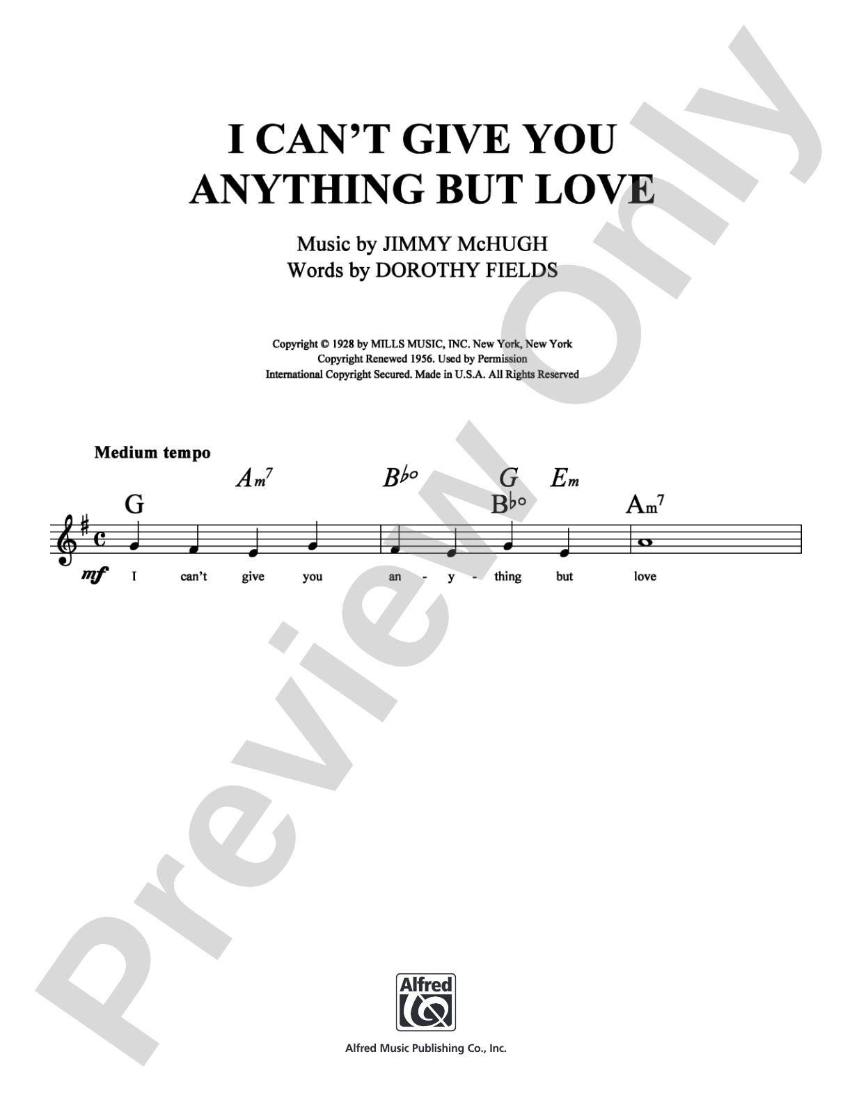 I Can't Give You Anything But Love: Lead Sheet Digital Sheet Music