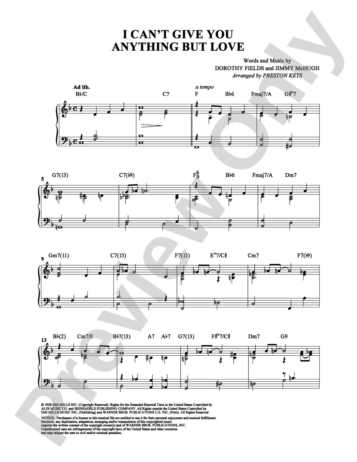 I Can't Give You Anything But Love: Piano Digital Sheet Music