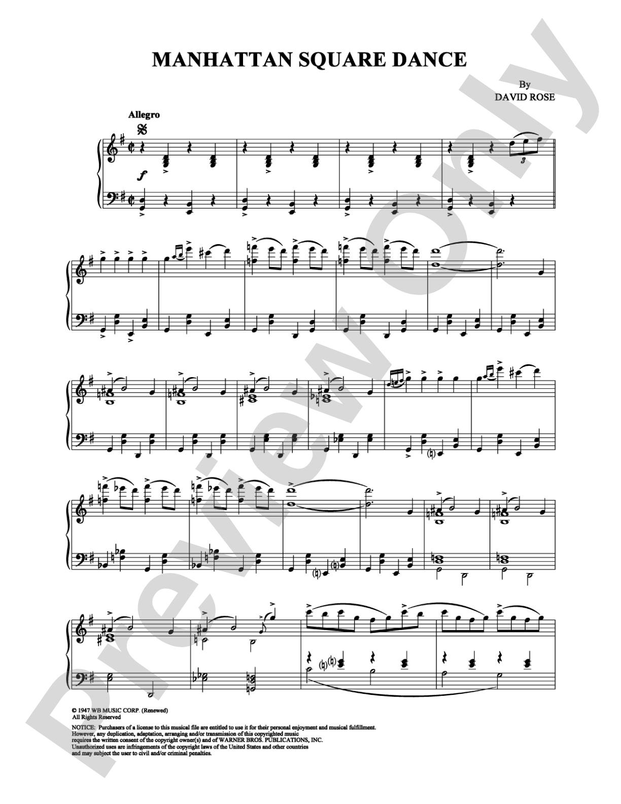 Manhattan Square Dance: Piano Digital Sheet Music