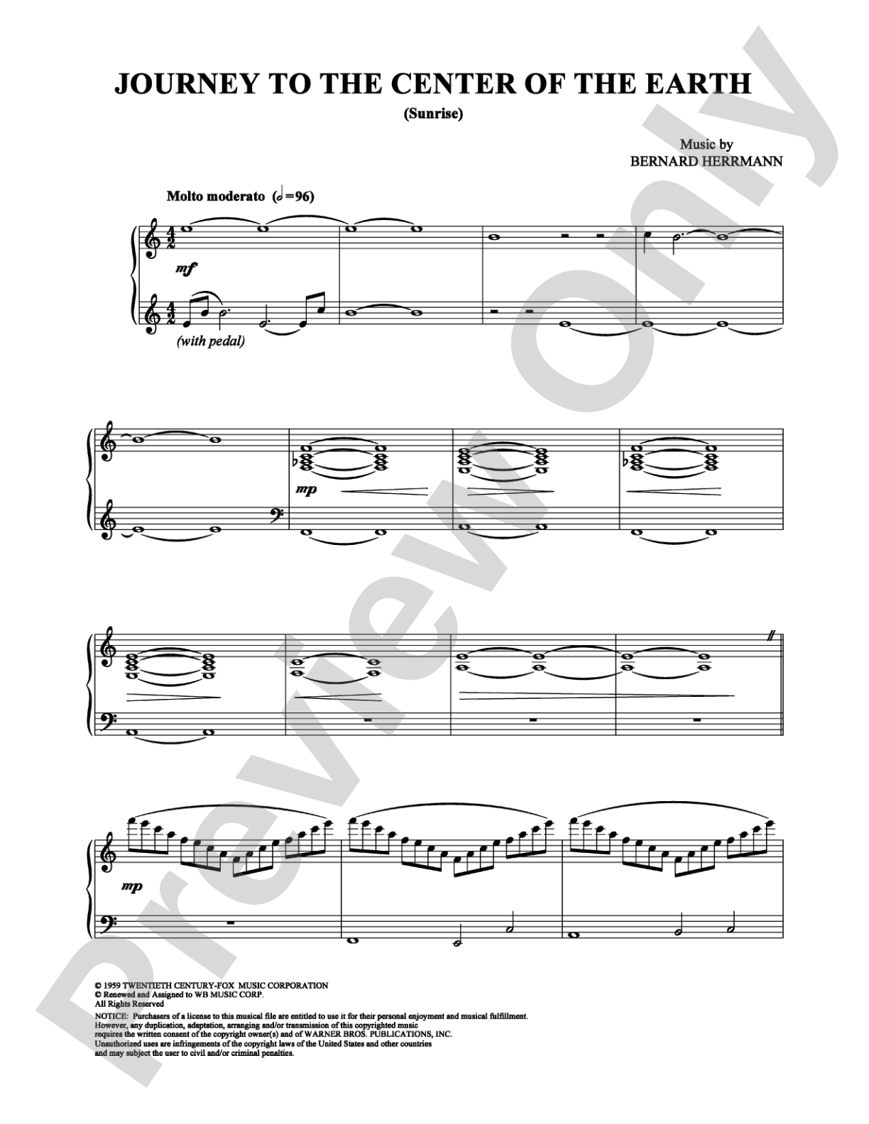 Journey to the Center of the Earth: Piano Digital Sheet Music
