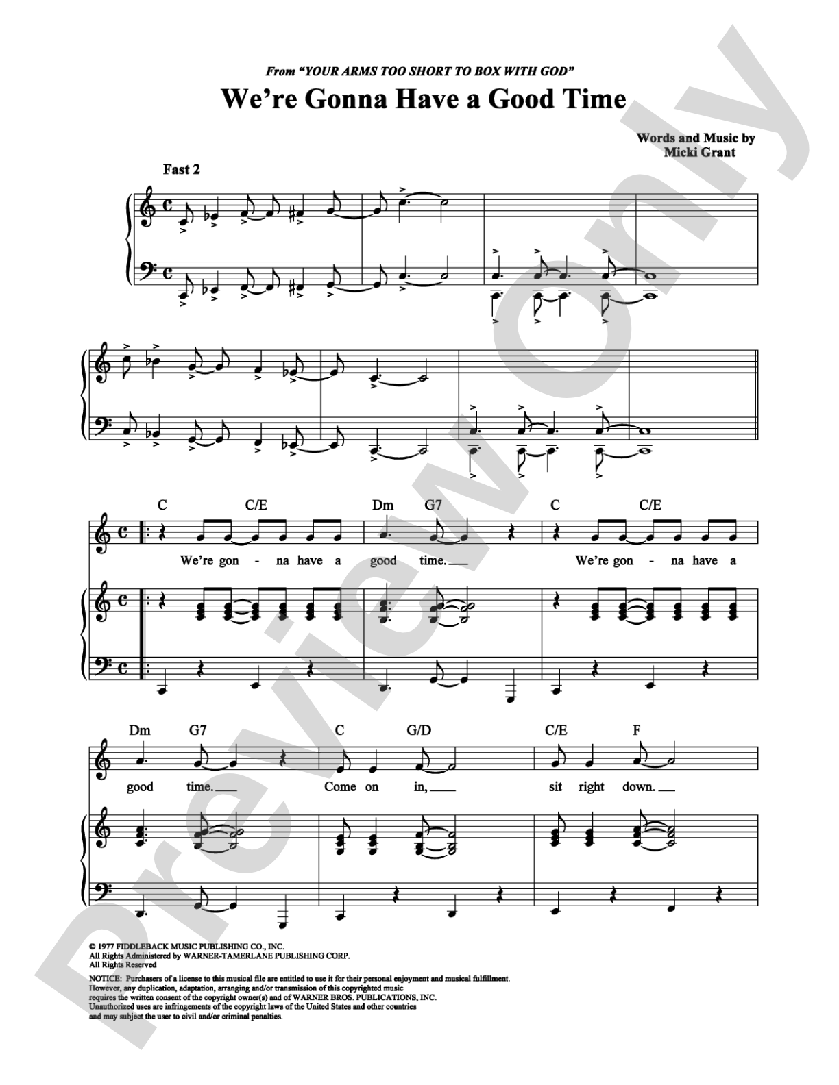 We're Gonna Have a Good Time: Piano/Vocal/Chords Digital Sheet Music