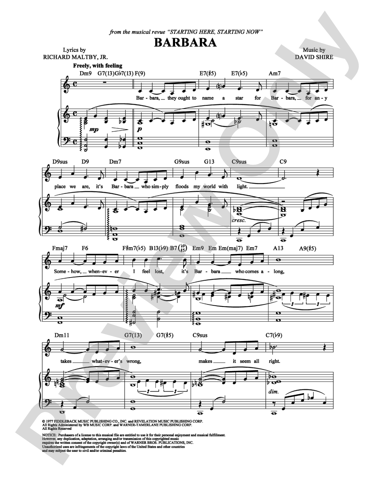 Barbara: Piano/Vocal/Chords Digital Sheet Music