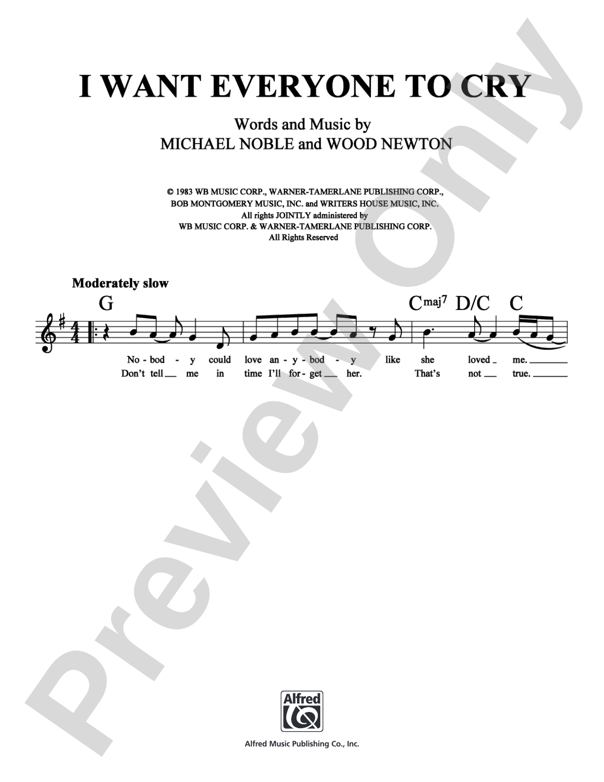 I Want Everyone To Cry: Lead Sheet Digital Sheet Music