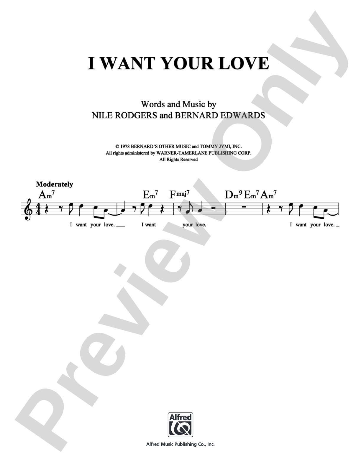 I Want Your Love: Lead Sheet Digital Sheet Music