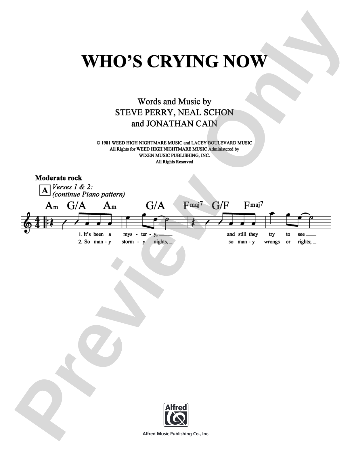 Who's Crying Now: Lead Sheet Digital Sheet Music