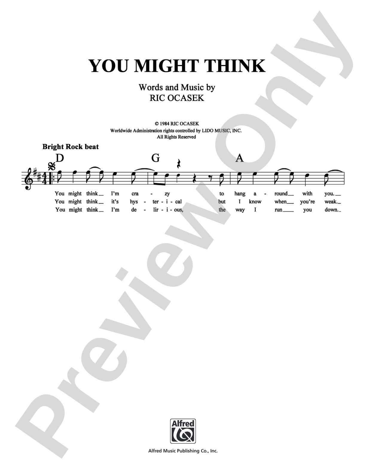 You Might Think: Lead Sheet Digital Sheet Music