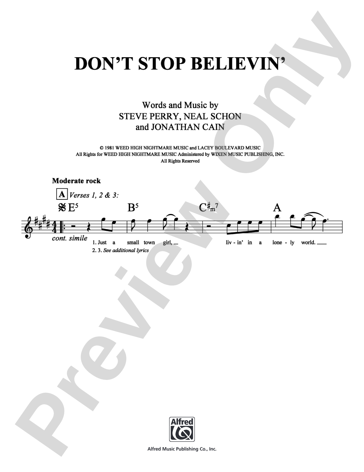Don't Stop Believin': Lead Sheet Digital Sheet Music